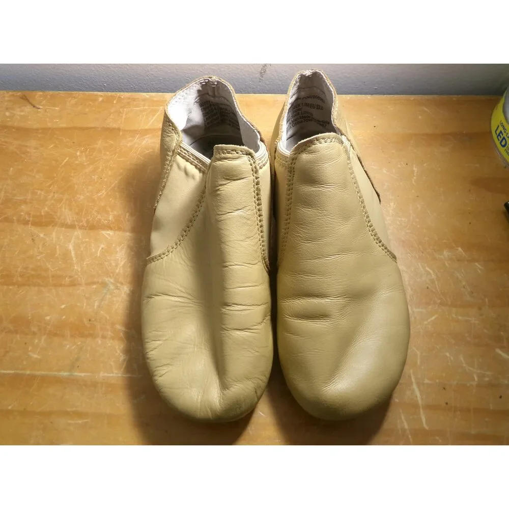 Pre-Owned Dance Jazz Shoes Revolution 656 Kid 4M Tan Pull On Leather Split Sole